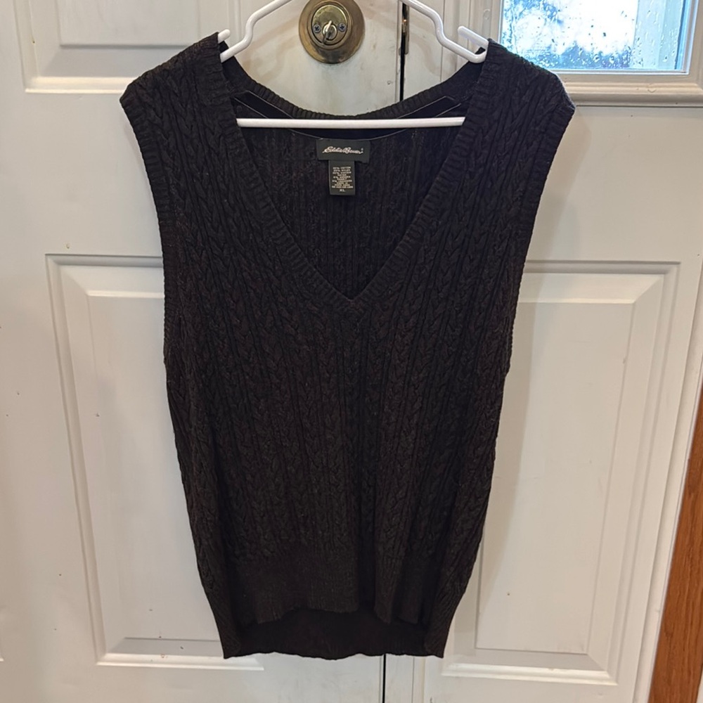 Dark Brown  Cable Knit Sleeveless Sweater Vest